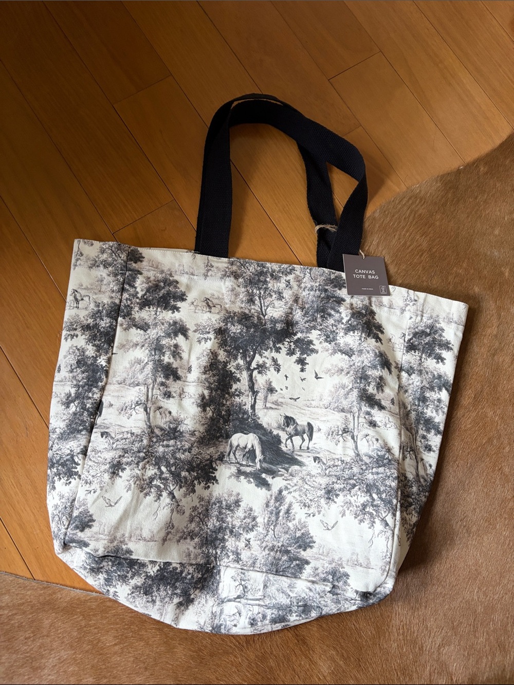 Anthropologie Black and White Tie-Dye Tote Bag